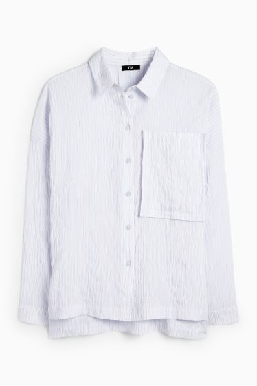 Dames - Blouse - gestreept - lichtblauw