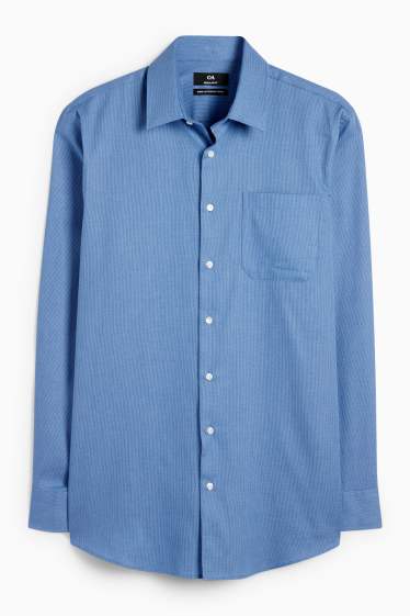 Heren - Business-overhemd - regular fit - kent - gemakkelijk te strijken - met patroon - blauw