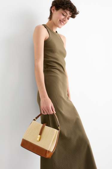 Femmes - Sac de paille à bandoulière amovible - marron