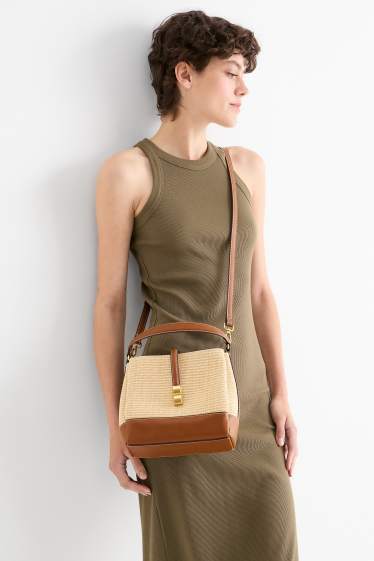Femmes - Sac de paille à bandoulière amovible - marron