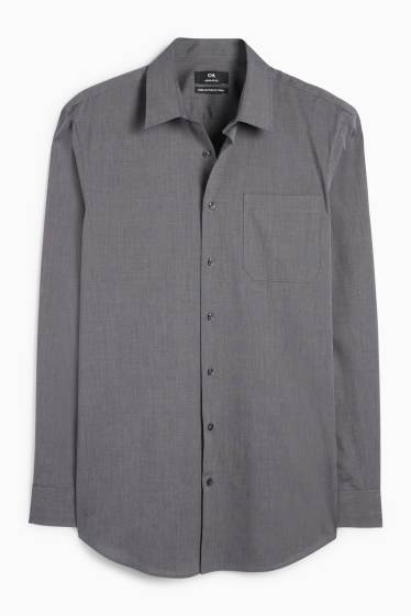 Home - Camisa formal - regular fit - Kent - fàcil de planxar - gris fosc