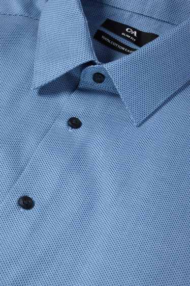 Herren - Businesshemd - Slim Fit - Kent - bügelleicht - gemustert - blau