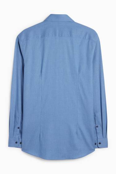 Herren - Businesshemd - Slim Fit - Kent - bügelleicht - gemustert - blau