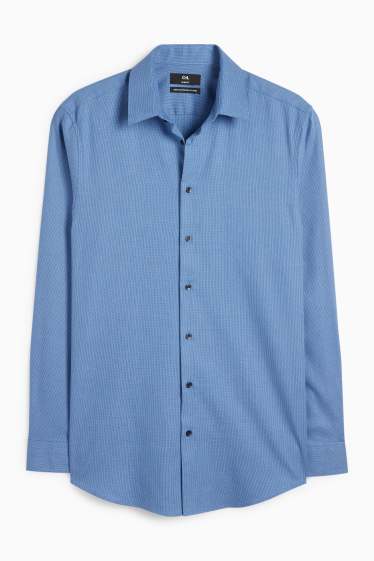 Herren - Businesshemd - Slim Fit - Kent - bügelleicht - gemustert - blau