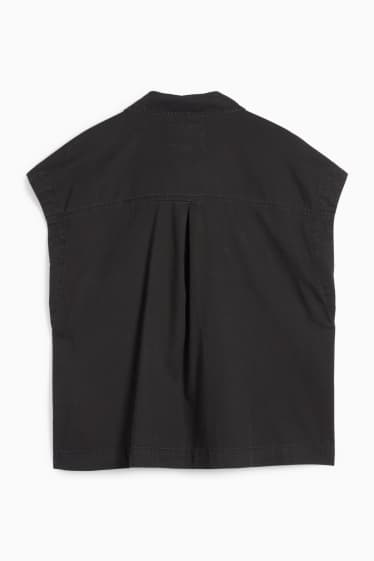 Dames - Blousetop van spijkerstof - zwart