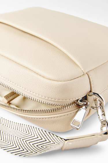 Dames - Schoudertas met afneembare draagriem - imitatieleer - beige