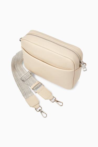 Dames - Schoudertas met afneembare draagriem - imitatieleer - beige