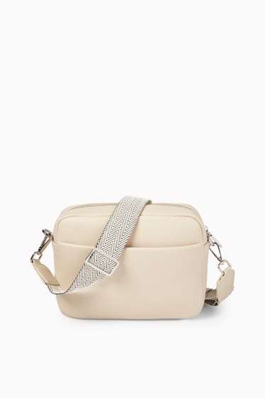 Dames - Schoudertas met afneembare draagriem - imitatieleer - beige