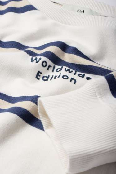 Kinderen: jongens - Sweatshirt - gestreept - wit