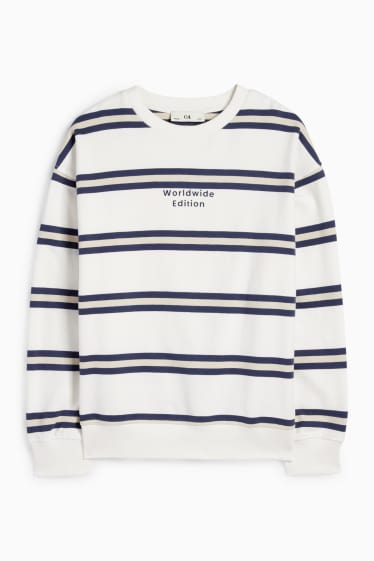 Kinderen: jongens - Sweatshirt - gestreept - wit