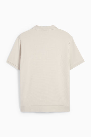 Men - Polo shirt - textured - beige
