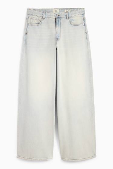 Damen - Wide Leg Jeans - Low Waist - helljeansgrau