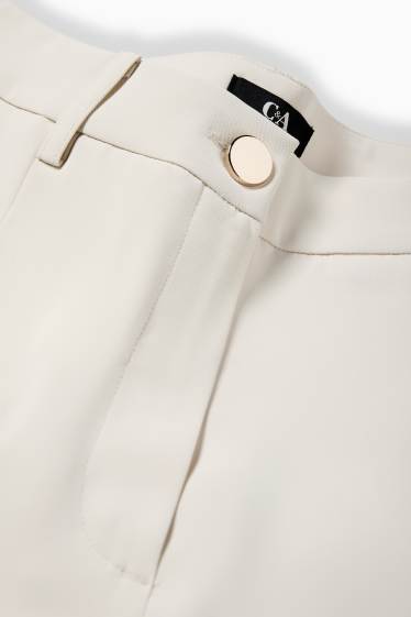 Damen - Stoffhose - High Waist - Wide Leg - cremeweiss