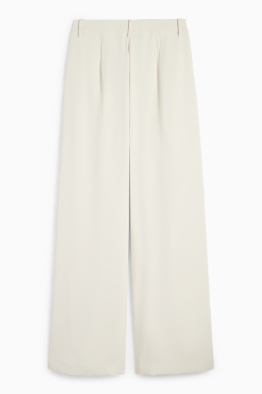 Damen - Stoffhose - High Waist - Wide Leg - cremeweiss