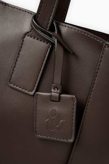 Women - Large shopper - faux leather - dark brown