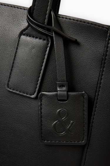 Women - Large shopper - faux leather - black