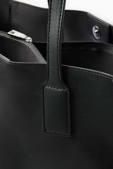 Women - Large shopper - faux leather - black