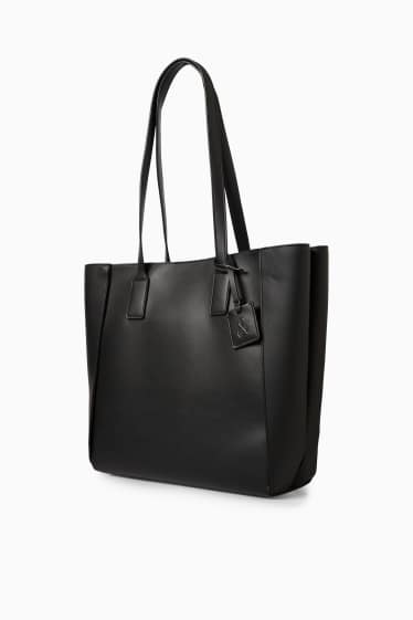 Women - Large shopper - faux leather - black