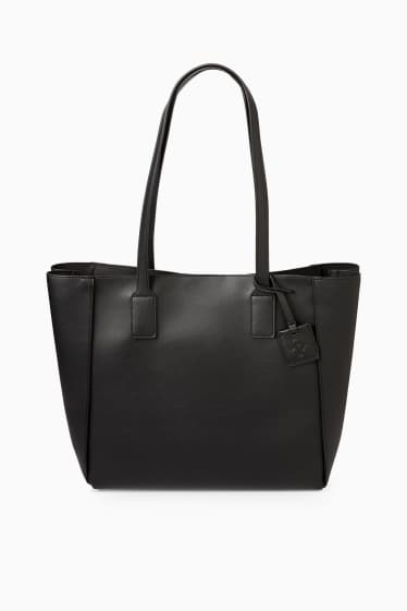 Women - Large shopper - faux leather - black