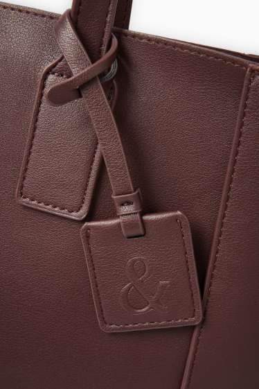 Damen - Großer Shopper - Lederimitat - bordeaux