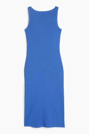 Kinder Mädchen - Herz - Kleid mit Strasssteinen - gerippt - blau