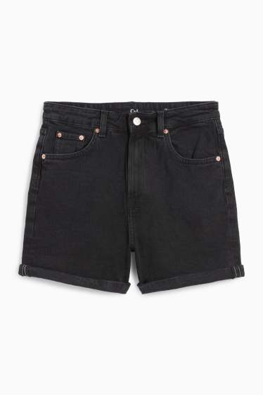 Damen - Mom Shorts - High Waist - schwarz