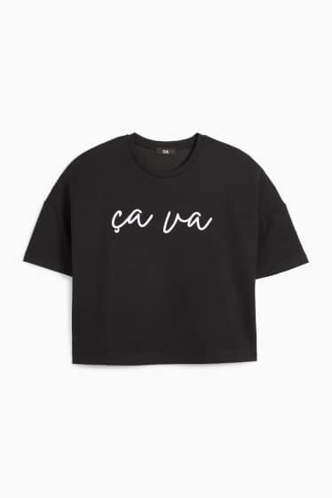 Dámské - Tričko - relaxed fit - černá