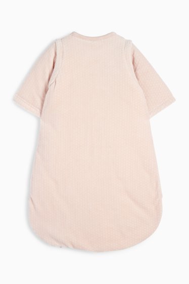 Baby: meisjes - Reekalfje en egel - babyslaapzak - 0 tot 6 maanden - met structuur - roze