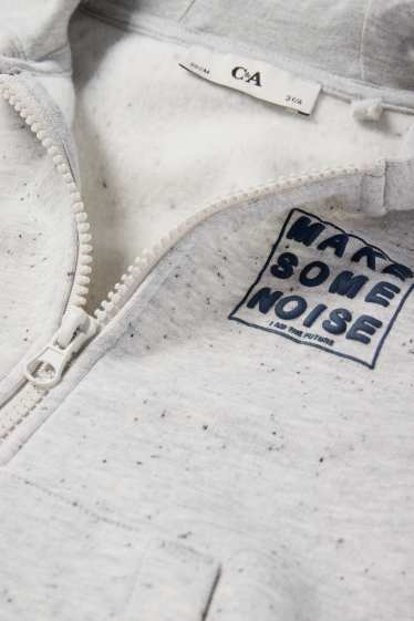 Kinder Jungen - Sweatjacke mit Kapuze - hellgrau-melange
