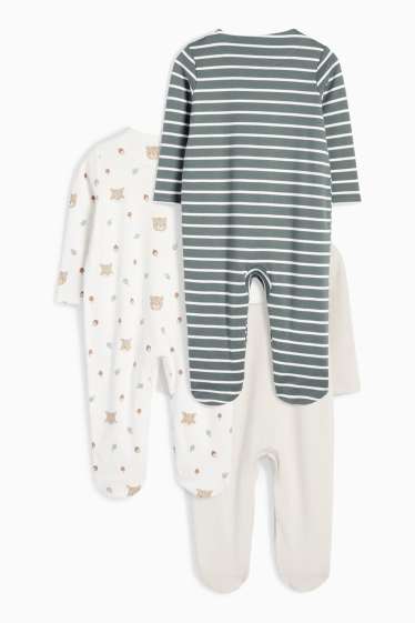 Unisex - Set van 3 - beertje - babypyjama - lichtgrijs