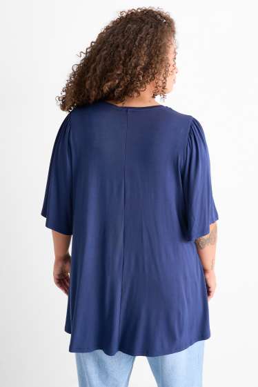 Damen - T-Shirt mit V-Ausschnitt - dunkelblau
