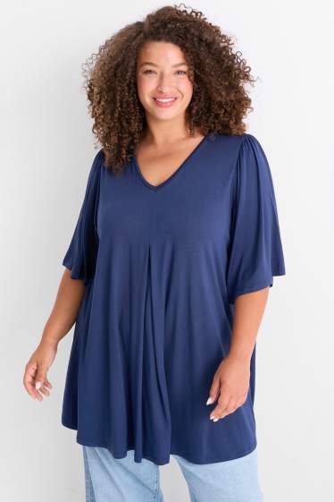 Damen - T-Shirt mit V-Ausschnitt - dunkelblau