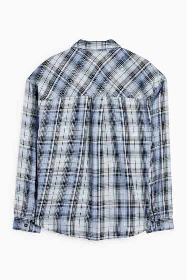 Kinderen: meisjes - Overhemd - geruit - blauw / lichtblauw