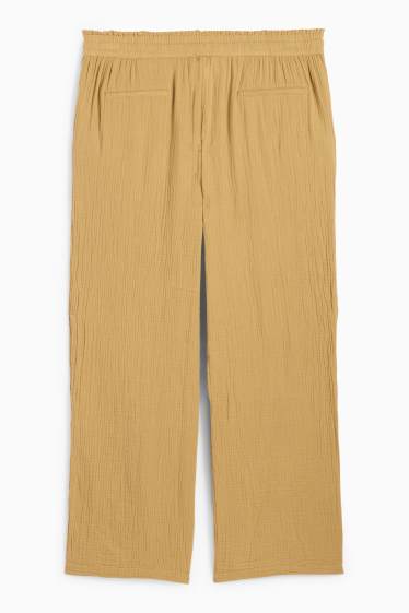 Dames - Pantalon - mid waist - comfort fit - met structuur - beige