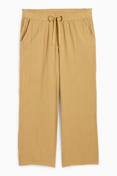 Dames - Pantalon - mid waist - comfort fit - met structuur - beige