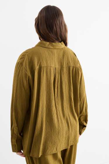 Damen - Bluse - strukturiert - khaki