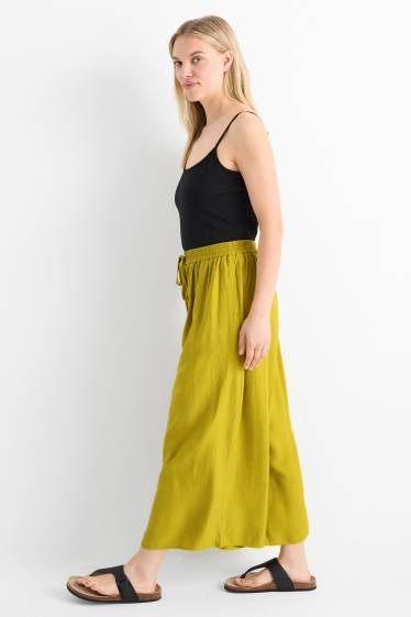 Donna - Pantaloni di stoffa - vita alta - gamba larga - kaki
