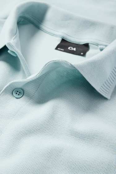 Men - Polo shirt - textured - light blue