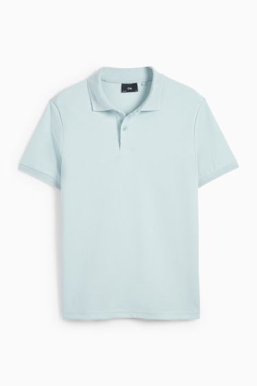 Men - Polo shirt - textured - light blue