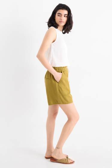 Damen - Shorts - High Waist - senfgelb