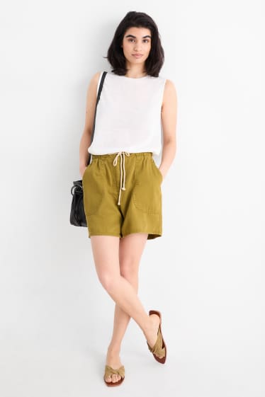 Damen - Shorts - High Waist - senfgelb