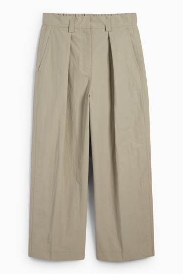 Donna - Pantaloni di stoffa - vita alta - gamba larga - grigio chiaro
