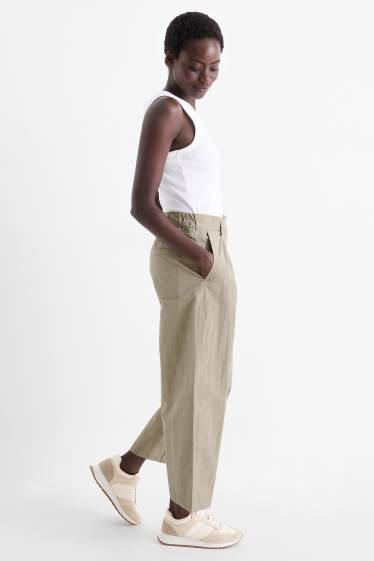 Donna - Pantaloni di stoffa - vita alta - gamba larga - grigio chiaro