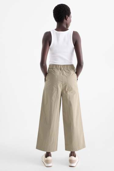 Donna - Pantaloni di stoffa - vita alta - gamba larga - grigio chiaro