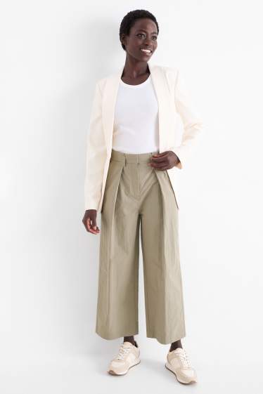 Donna - Pantaloni di stoffa - vita alta - gamba larga - grigio chiaro