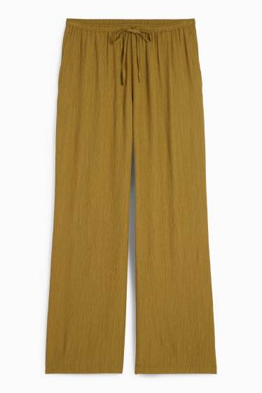 Donna - Pantaloni - vita media - gamba ampia - giallo senape