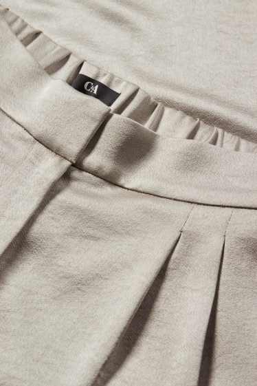 Femmes - Pantalon en toile - high waist - wide leg - gris clair