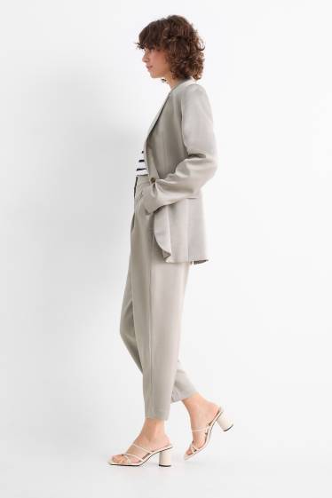 Femmes - Pantalon en toile - high waist - wide leg - gris clair