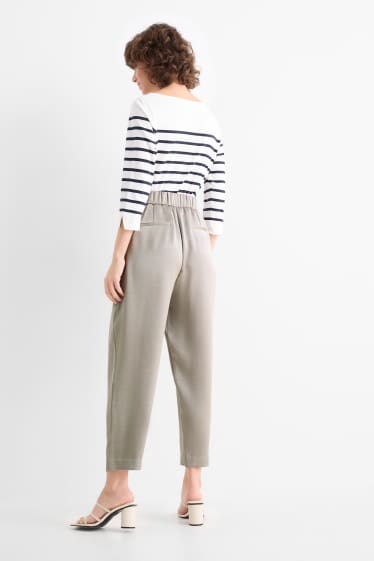 Femmes - Pantalon en toile - high waist - wide leg - gris clair