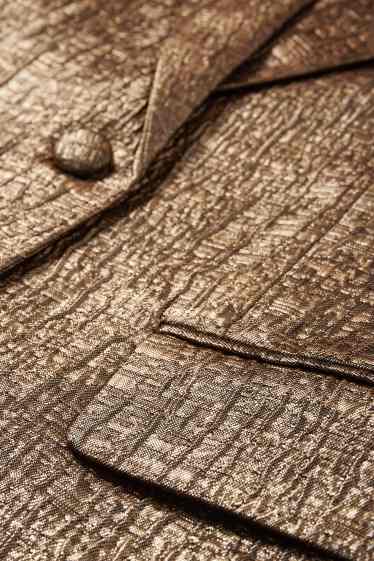 Dames - Lange blazer - relaxed fit - glanzend - brons